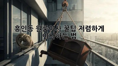 흥인동 원룸이사 꿀팁🍯: 저렴하게 이사하는 법